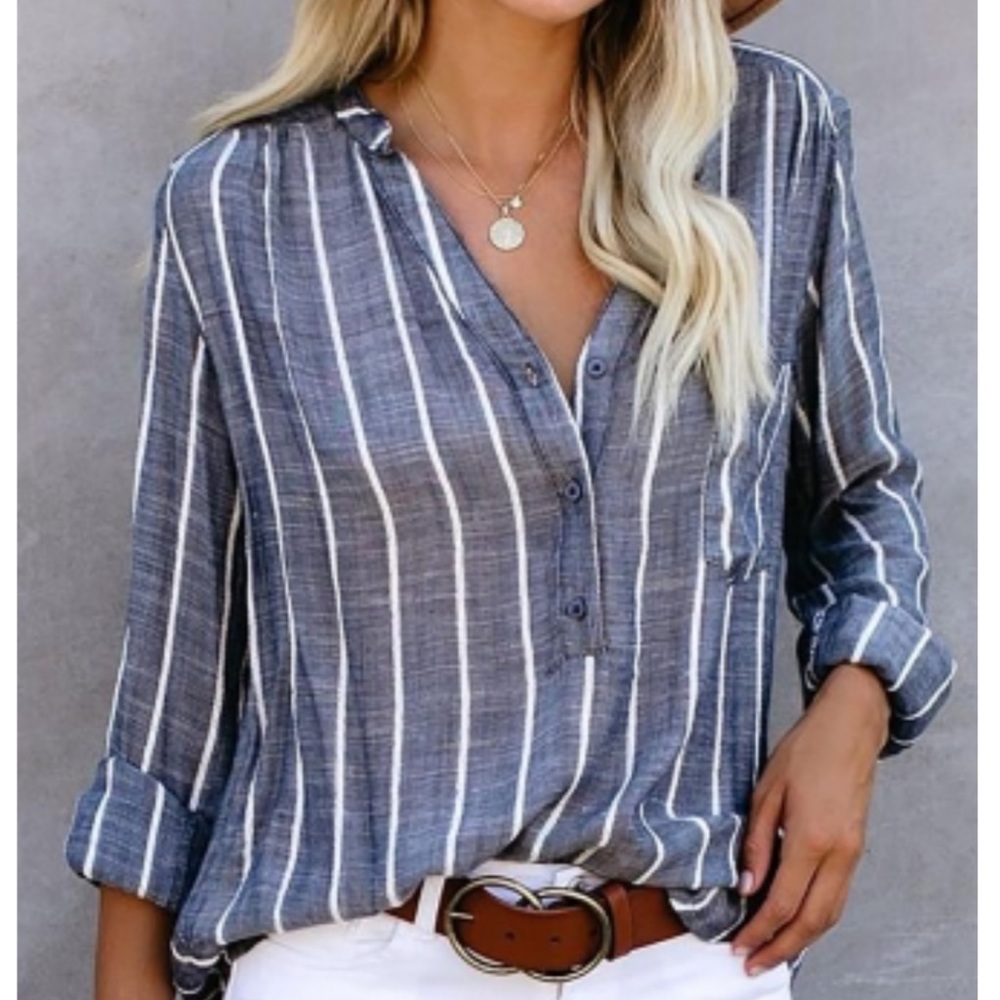Striped V Neck
